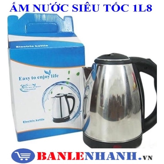 Ấm Siêu Tốc Inox 1,8 Lít Electric Kettle Chính Hãng Đun Sôi Cực Nhanh- Bảo Hành 12 Tháng 1 Đổi 1 nếu lỗi