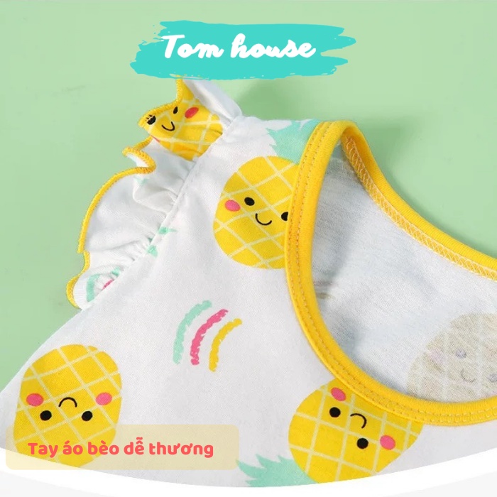 Bộ Bodysuit Tay Bèo Bé Gái Vải Thông Hơi Mỏng Mát Mùa Hè Tôm House