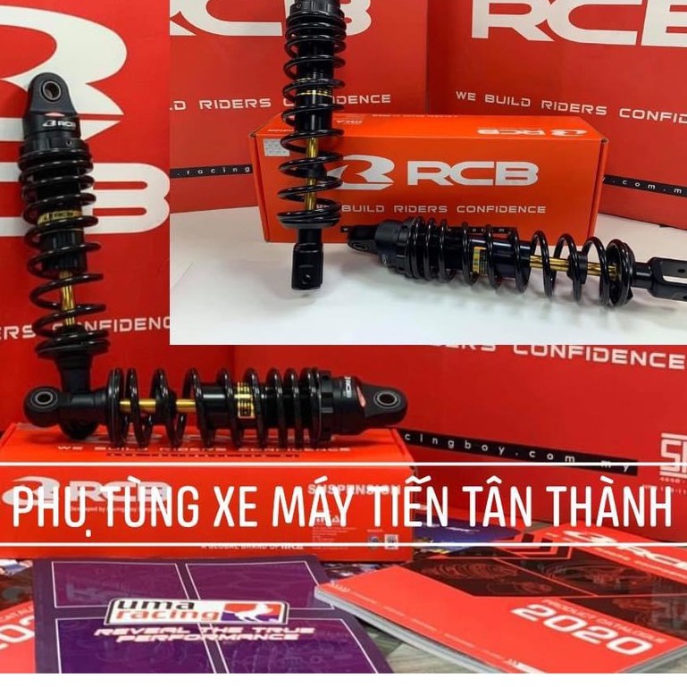 Phuộc sau RCB mẫu C lò xo màu đen ty màu vàng giảm sốc xe máy Wave - Sirius - Click125 - AB. Hàng chính hãng RACING BOY