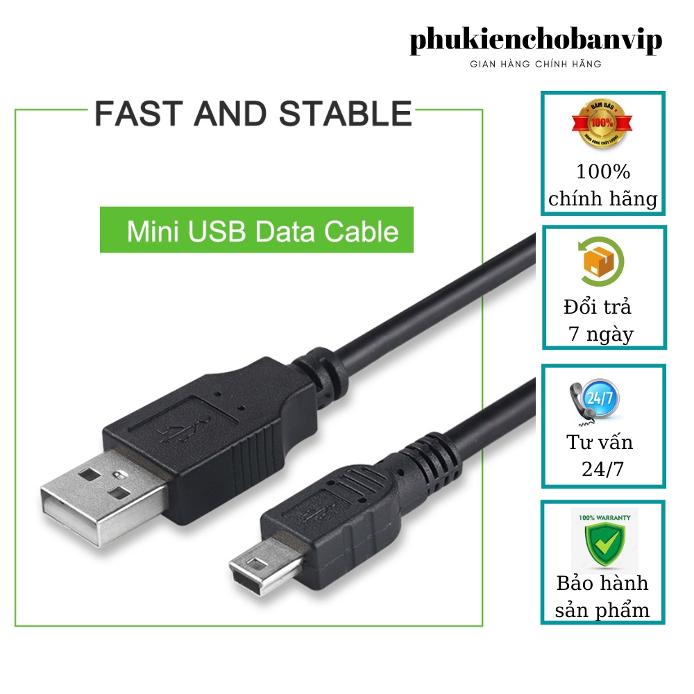 Dây cáp chuyển đổi USB 2.0 ra mini USB dài 2m màu đen
