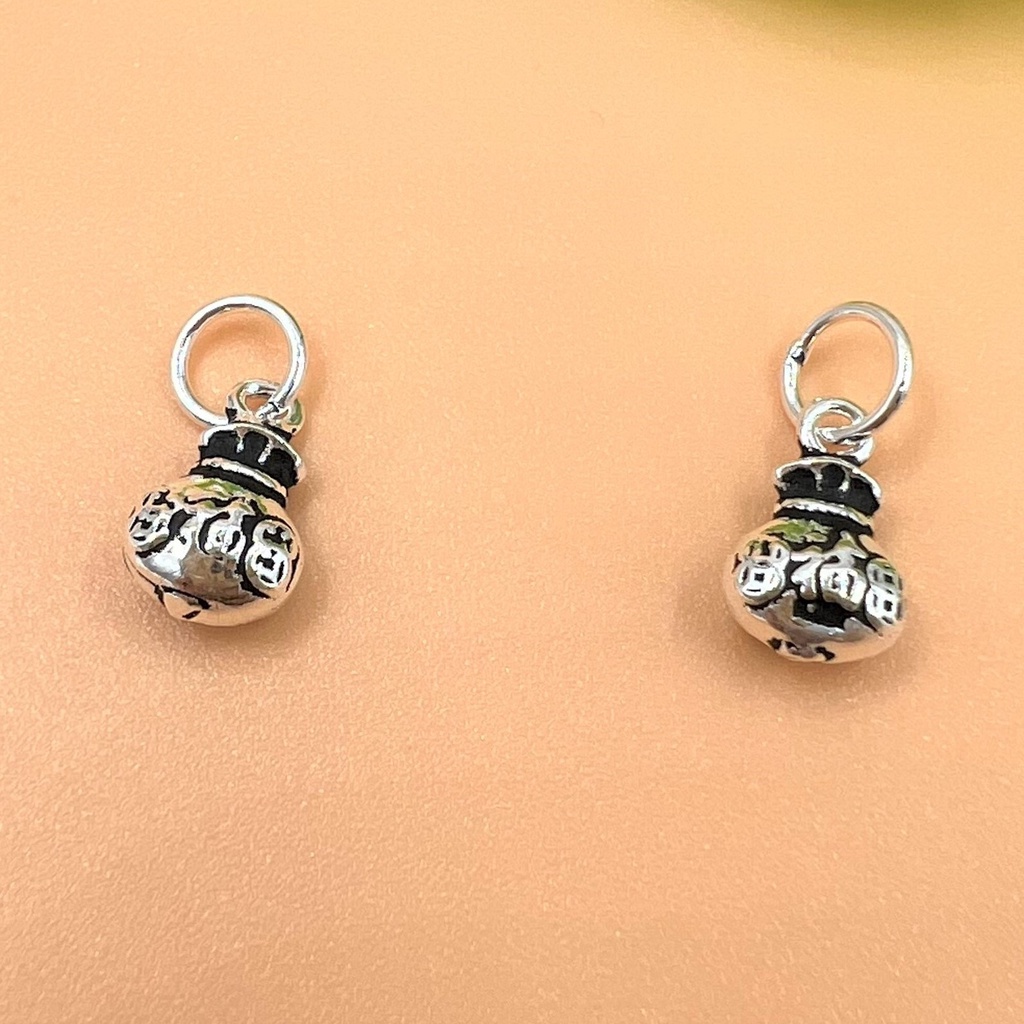Charm hình túi tiền có hoa văn kim tiền bạc thái - Charm Bạc 925 - Mã CA116