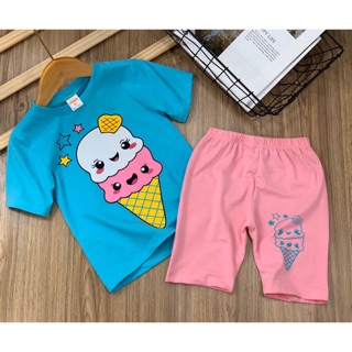 Bộ thun thú ngố Cotton 4c bé gái từ 10-26kg đồ bộ bé gái ảnh chụp thật