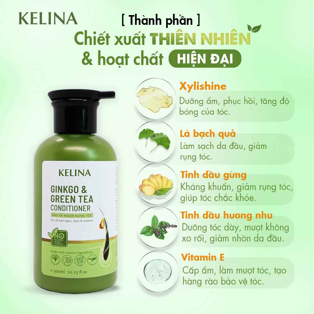 Dầu Xả Thảo Dược Kelina Chiết Xuất Tảo Nâu Phục Hồi Tóc Hư Tổn, Dưỡng Tóc Mềm Mượt Và Ngăn Ngừa Rụng Tóc 300ml