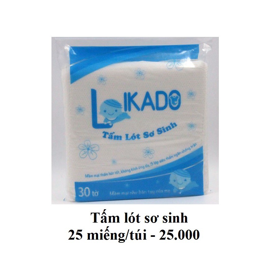 [LIKADO] Tấm lót cho trẻ sơ sinh Likado 30 miếng/1 túi kích thước (22x22cm) (combo mua 5 tặng 1)