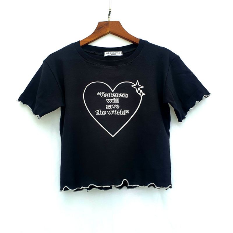 ÁO THÊU TRÁI TIM WILL SAVE DÁNG CROPTOP NỮ - A3WS