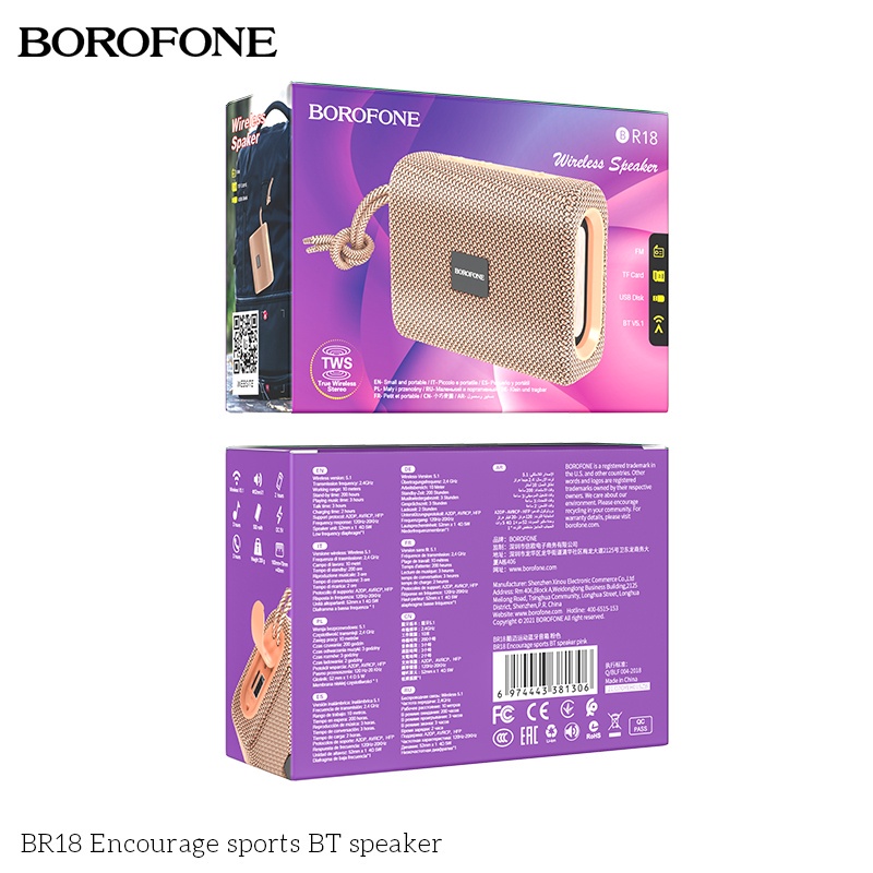Loa Bluetooth Borofone BR18. Thế Hệ Mới Chính Hãng, Âm Thanh Sống Động, Hỗ Trợ Thẻ Nhớ. Bảo Hành 12 Tháng