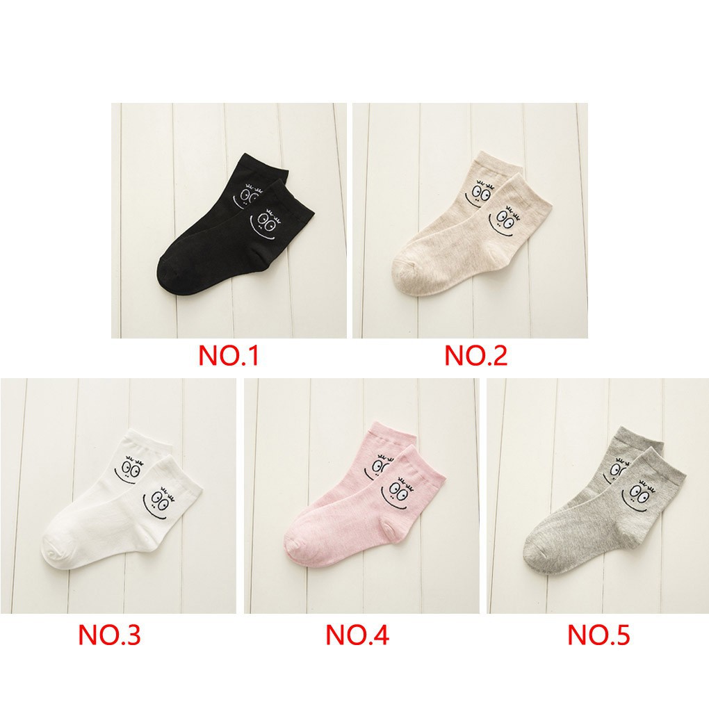 Vớ cotton cổ cao họa tiết mặt cười dễ thương