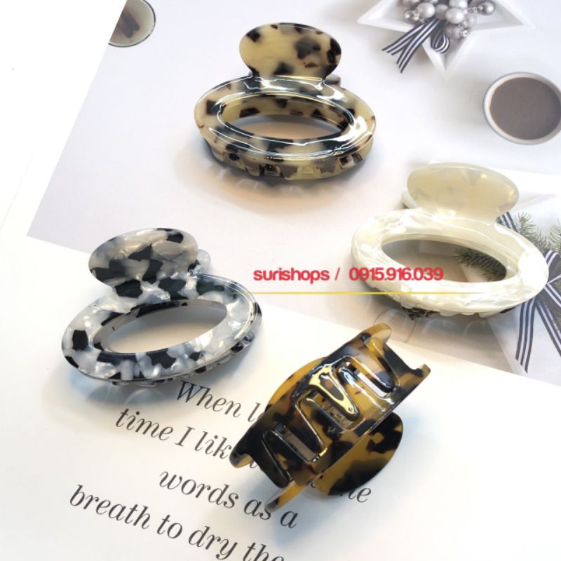 Kẹp tóc oval phối màu, Kẹp Càng Cua Phối Đốm Màu, Kẹp Acrylic