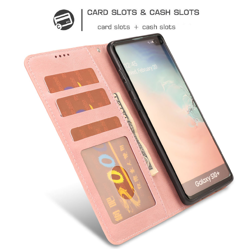 Bao da điện thoại PU nắp lật kiểu ví đựng thẻ Samsung Galaxy S8 S9 S10 Plus S10 5G Note 8 9