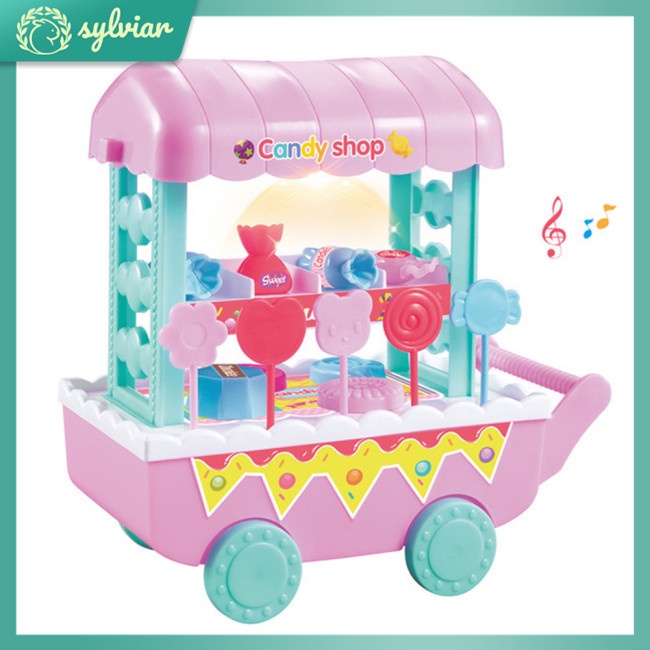 Đồ Chơi Xe Đẩy Bán Kem/ Rau Củ/ Kẹo/ Trái Cây Mini Có Nhạc Và Đèn Độc Đáo Vui Nhộn Cho Bé