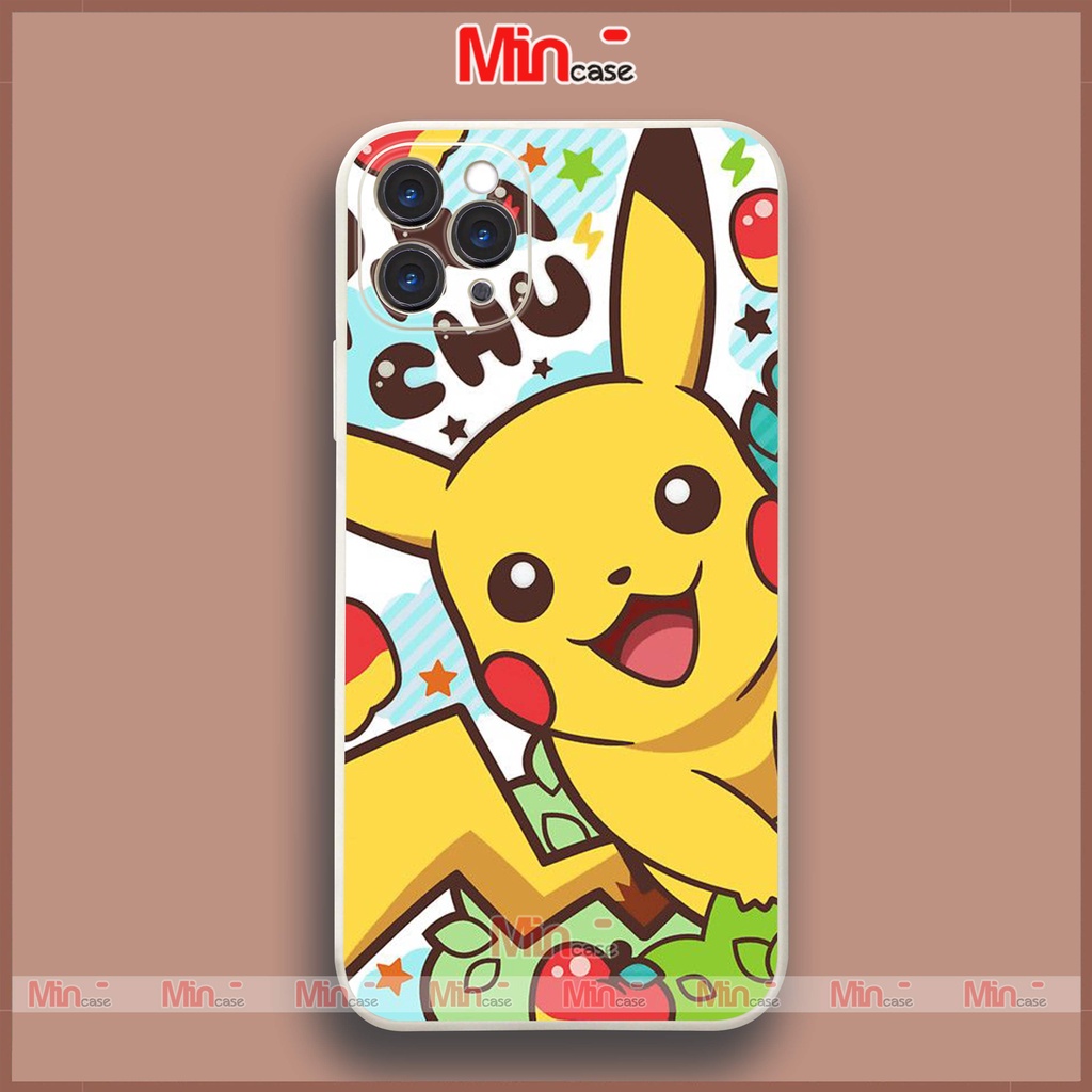 Ốp lưng điện thoại iPhone Pikachu cạnh viền vuông silicon dẻo cho ip 6/6s/7/8/X/XS/XR/11/12/13/14 Pro Plus Max Mincase
