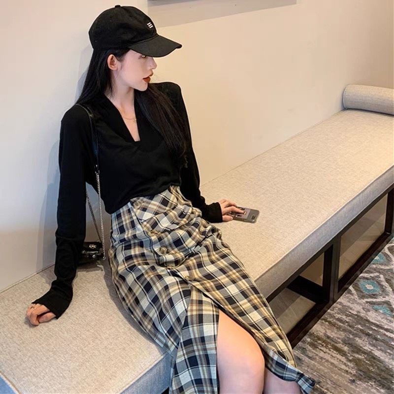 Chân váy caro Taobao