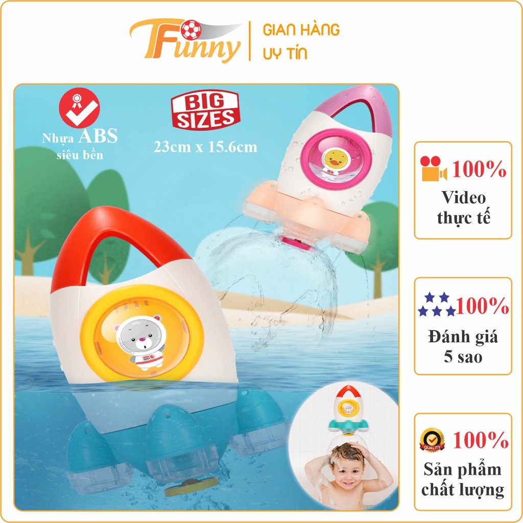 Tên Lửa Đồ Chơi Tắm Cho Bé Cao Cấp, Tàu Bay Phun Nước Xoay 360 ĐộT Funny, Cỡ To, Nhựa ABS Bền Bỉ, An Toàn