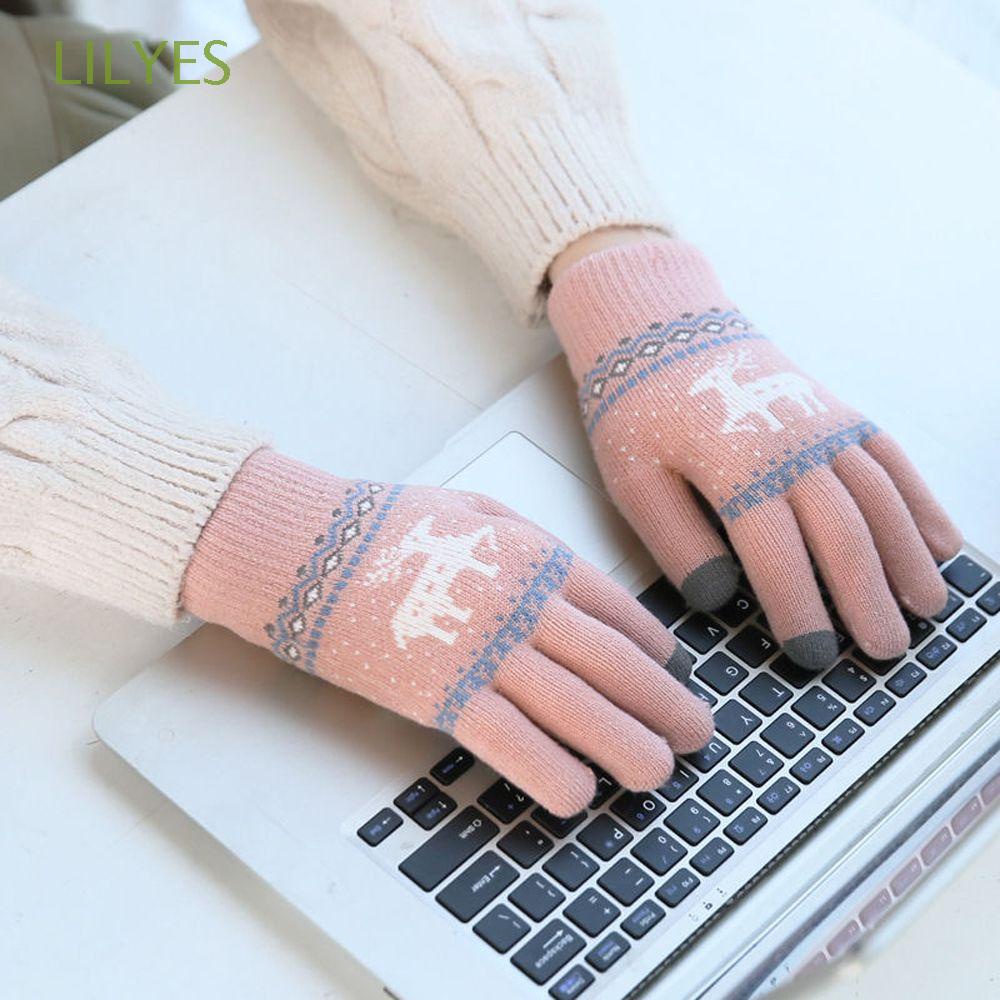 Đôi găng tay dệt kim chạm màn hình cảm ứng giữ ấm mùa đông phong cách Hàn Quốc nhiều màu tùy chọn cho nữ