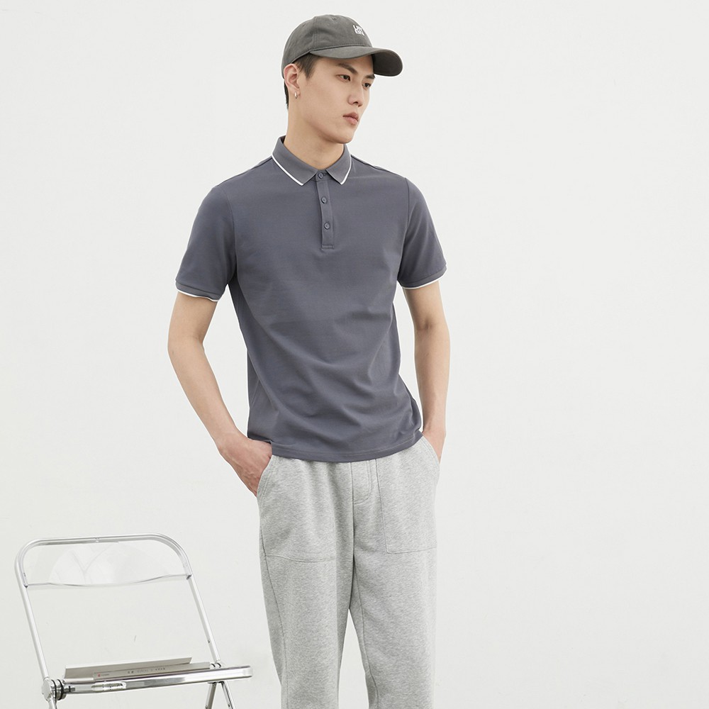 Áo thun nam Polo cao cấp cổ bẻ TRADY chất Cotton thoáng, Basic Pique - MÀU XÁM