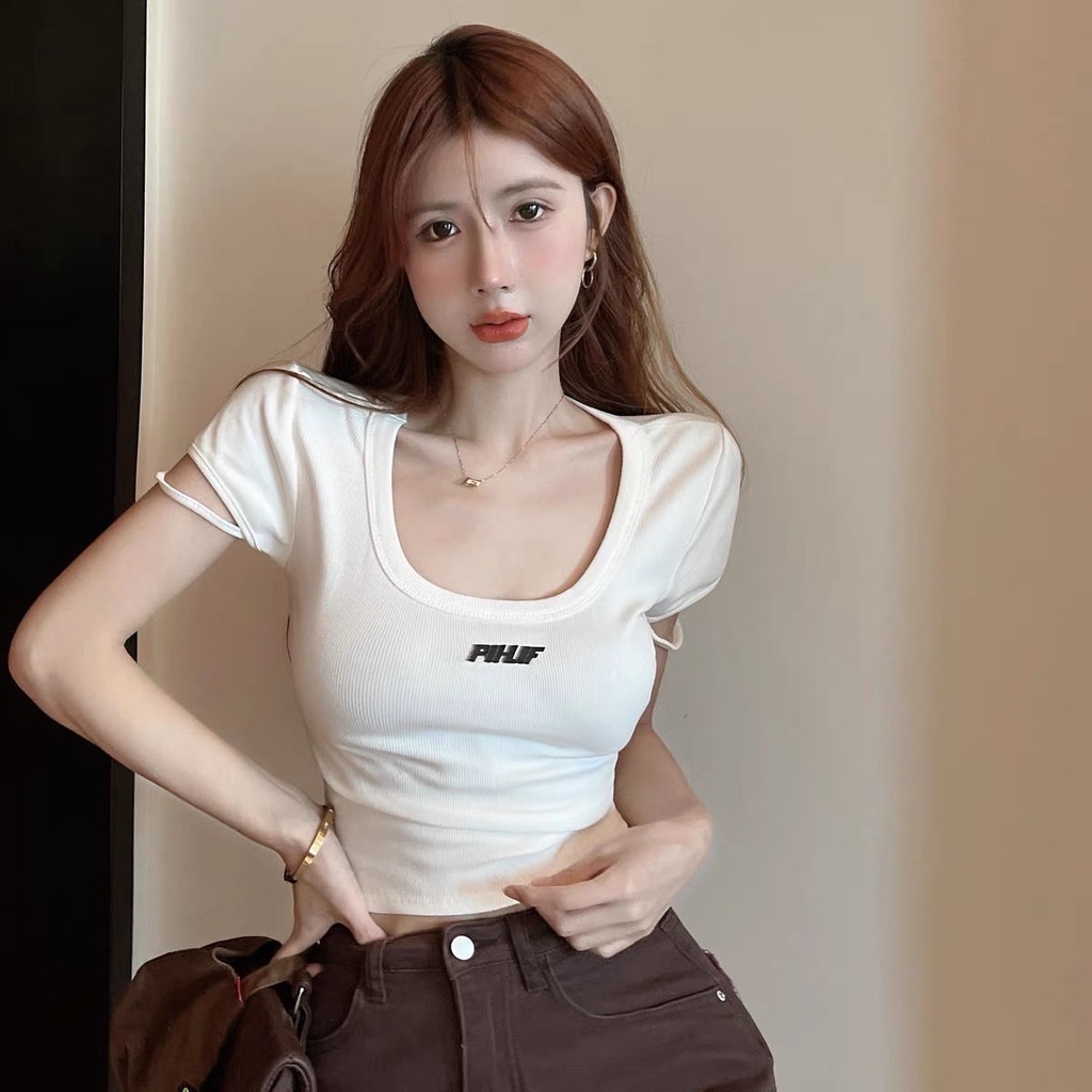 Áo Thun Nữ Ngắn Tay Lệch Vai Phong Cách Mới