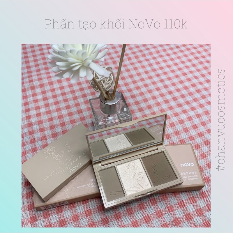 PHẤN TẠO KHỐI + HIGHLIGHT NOVO 2 in 1 tông xám rêu cực tự nhiên 🙈