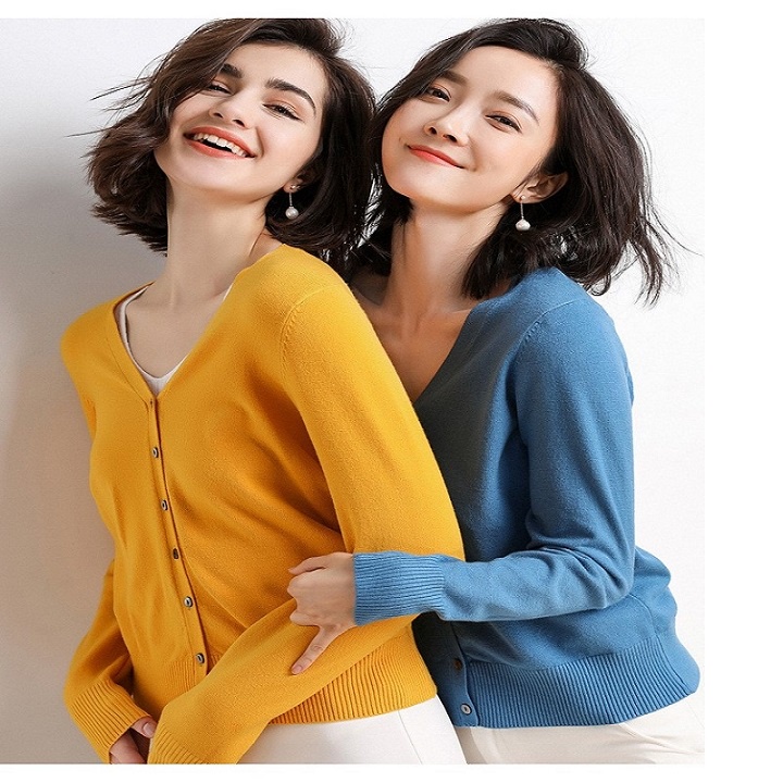 Áo khoác len Cardigan nữ mỏng cổ chữ V hàng Quảng Châu cao cấp Mely Fashion AL04