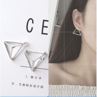 Bông tai khối tam giác bạc 3 chiều cực xinh