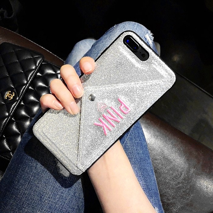 Pink Embroidery Glitter Sparkling Case iPhone X iPhone 8 7 6 6S Plus With Card Slot iPhone X XS Max XR 11 Pro Max SE 2020
