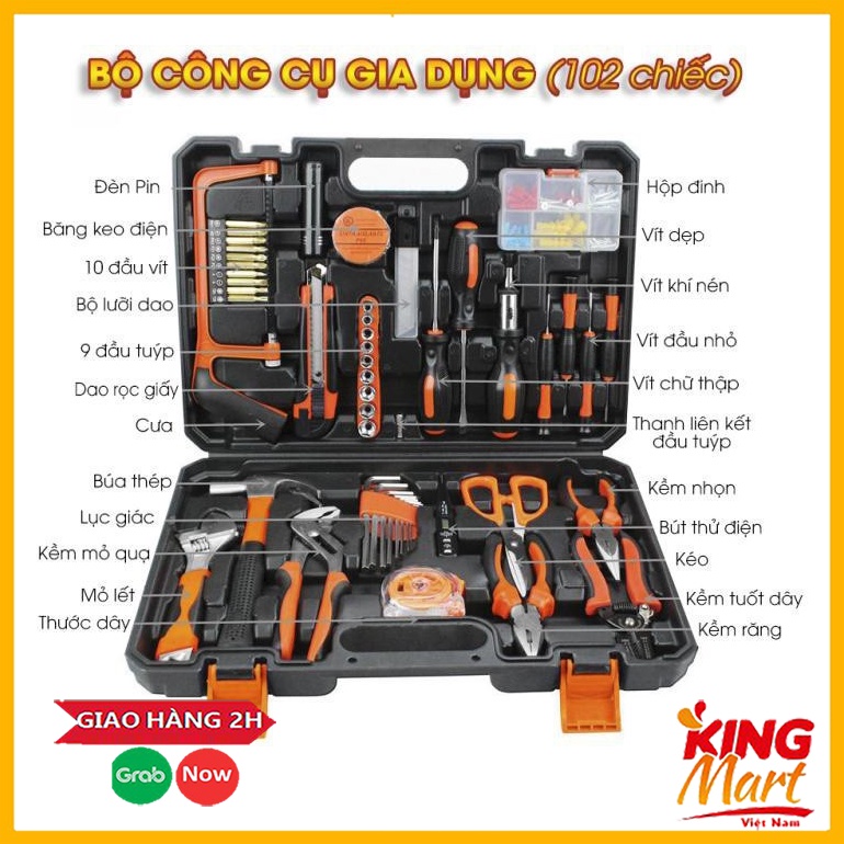 Bộ dụng cụ sữa chữa ô tô nhà cửa 102 chi tiết cao cấp