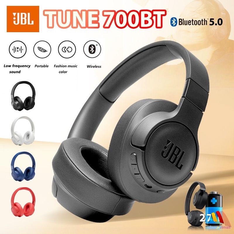 Set tai nghe không dây bluetooth JBL TUNE700BT dạng che lỗ tai tiện lợi khi chơi thể thao