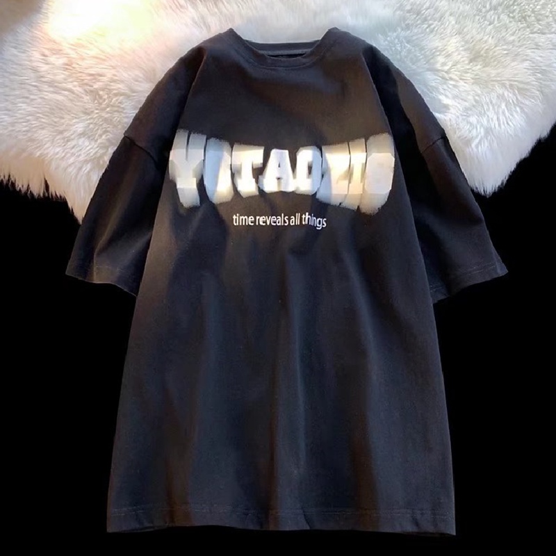 Áo Thun Nam Tay Ngắn Dáng Rộng In Chữ Phong Cách Hàn Quốc Thời Trang Mùa Hè Size M-5XL