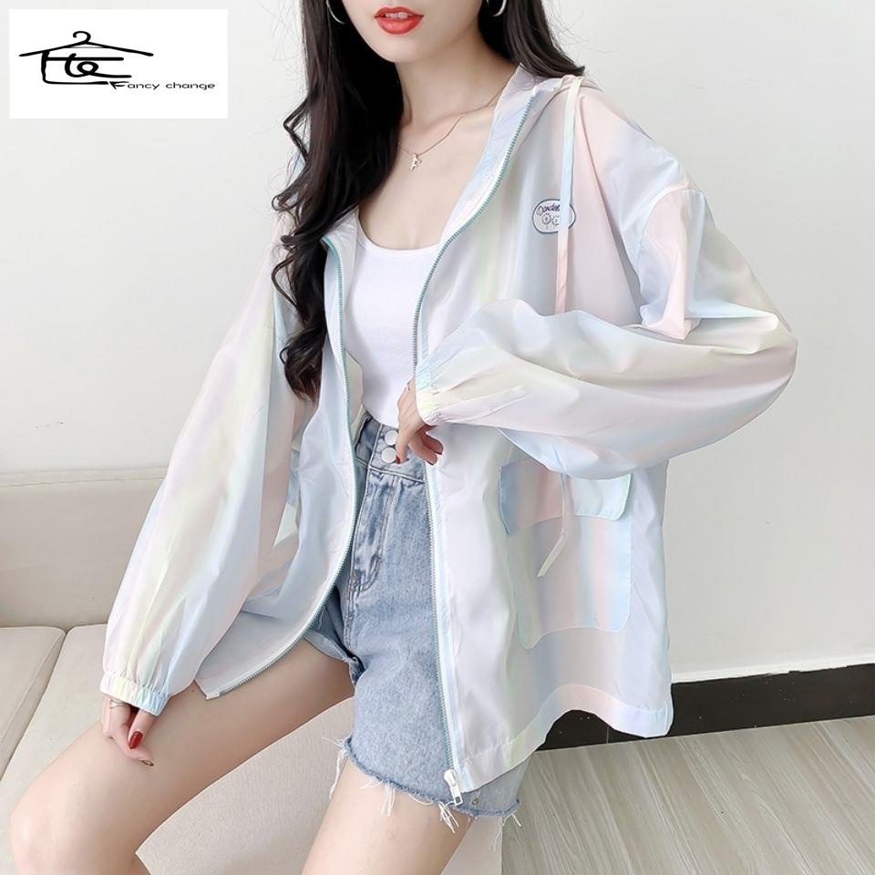 Hàng Có Sẵn Bán Chạy~Áo Khoác Chống Nắng Dáng Rộng Bằng Lụa Màu Gradient Phong Cách Nhật Bản Dễ Phối Đồ Thời Trang Mùa Hè Cho Nữ Sinh