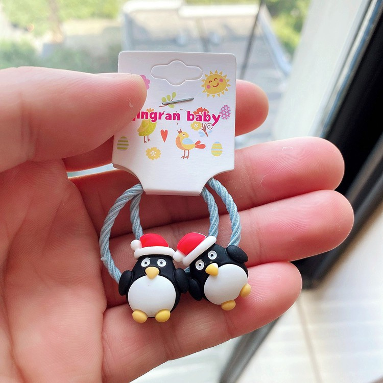 Set 2 Dây Cột Tóc Co Giãn Hình Tuần Lộc Hoạt Hình Dễ Thương Cho Bé Gái