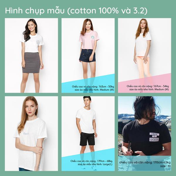 Áo thun trơn unisex cotton 100% - 12 màu ( trắng, đen, xanh duong, xanh ngọc, vàng, cam đất, xám..)