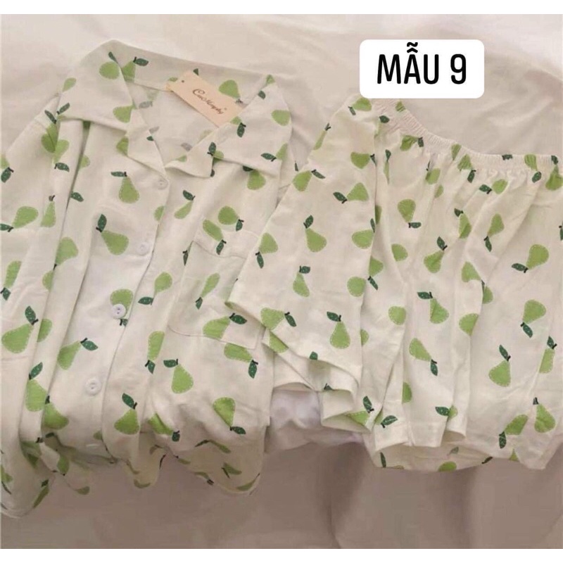 Bộ Quần Áo Ngủ Nữ Pyjama Mặc Nhà Ngắn tay 2 Túi Freesize Dưới 55kg