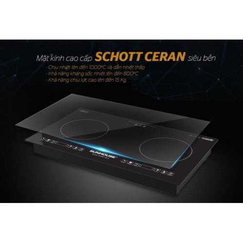 [Sunhouse SHB9108] Bếp đôi điện từ SCHOTT Sunhouse SHB9108-S , bảo hành chính hãng 3 năm.
