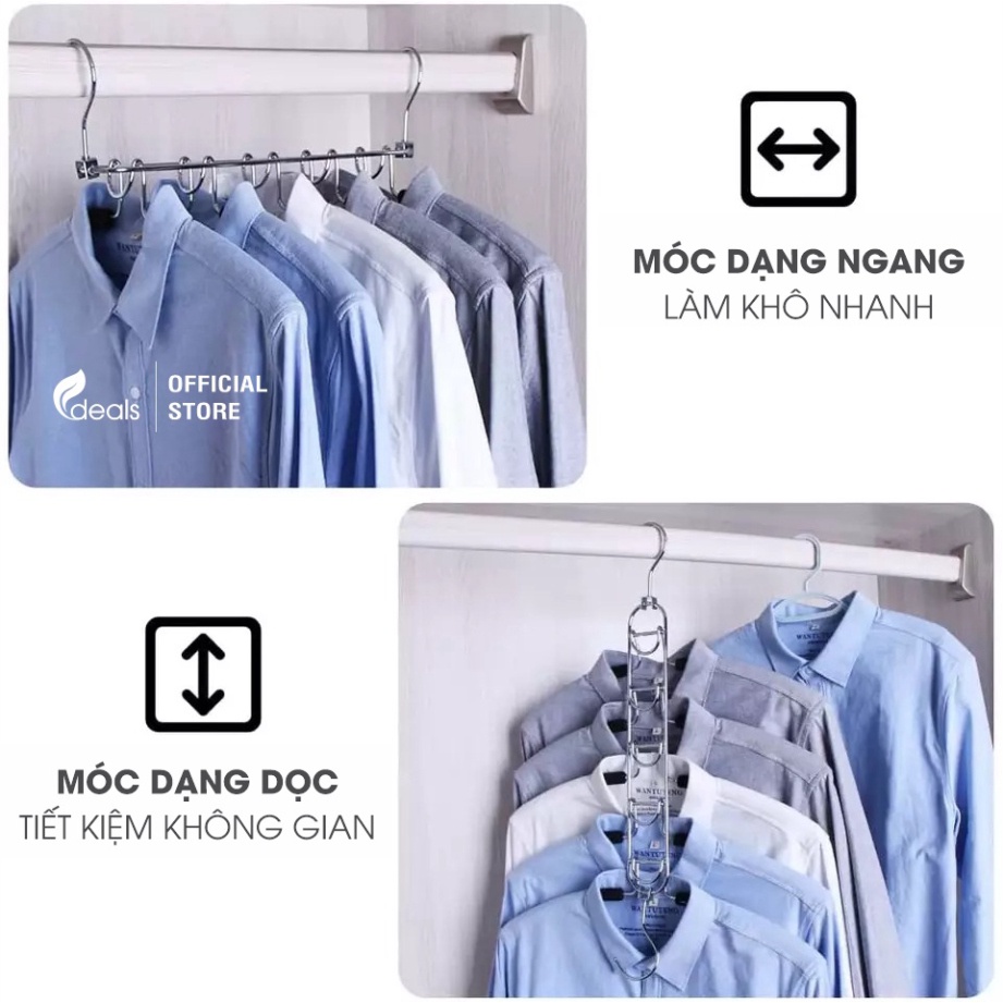 Móc Áo Chrome Thông Minh 5 trong 1 ECODEALS - Cứng cáp, chắc chắn, tiết kiệm 80% không gian