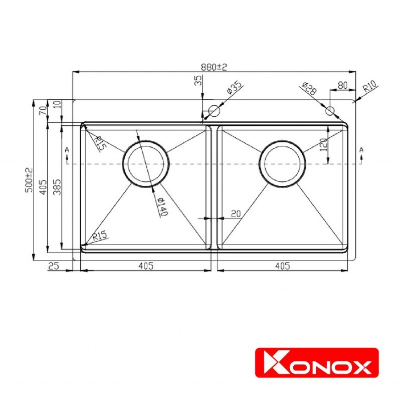 Chậu rửa inox cao cấp Knox Topmount sink KN8850TD