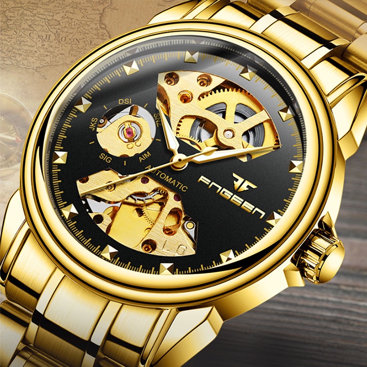 Đồng Hồ Nam Automatic, Đồng Hồ Cơ Lộ Máy Cao Cấp Tự Động Lên Dây Cót Khi Đeo, Lộ Cơ Mặt Và Đáy, Phong Cách Thời Trang Ch