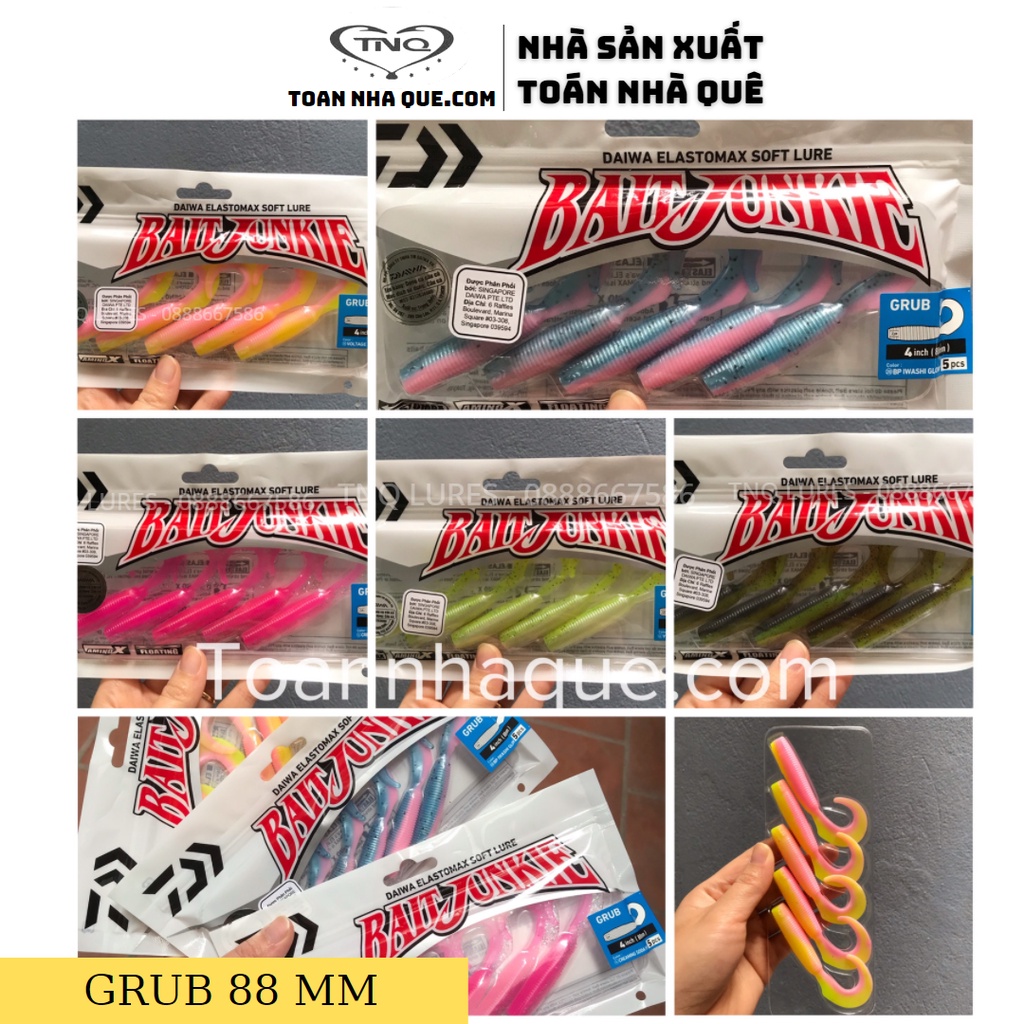 Mồi Mềm Daiwa Bait Junkie MINNOW &amp; GRUB - giao màu ngẫu nhiên [ TNQ LURES - TOÁN NHÀ QUÊ ]