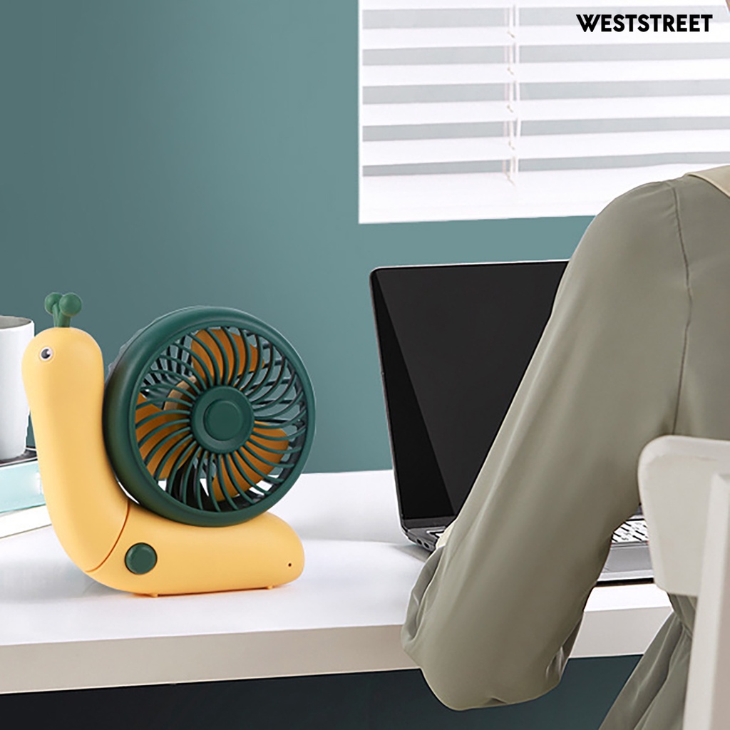 Quạt Làm Mát Mini Cầm Tay Hình Ốc Sên Hoạt Hình Sạc USB Không Gây Ồn Cho Văn Phòng