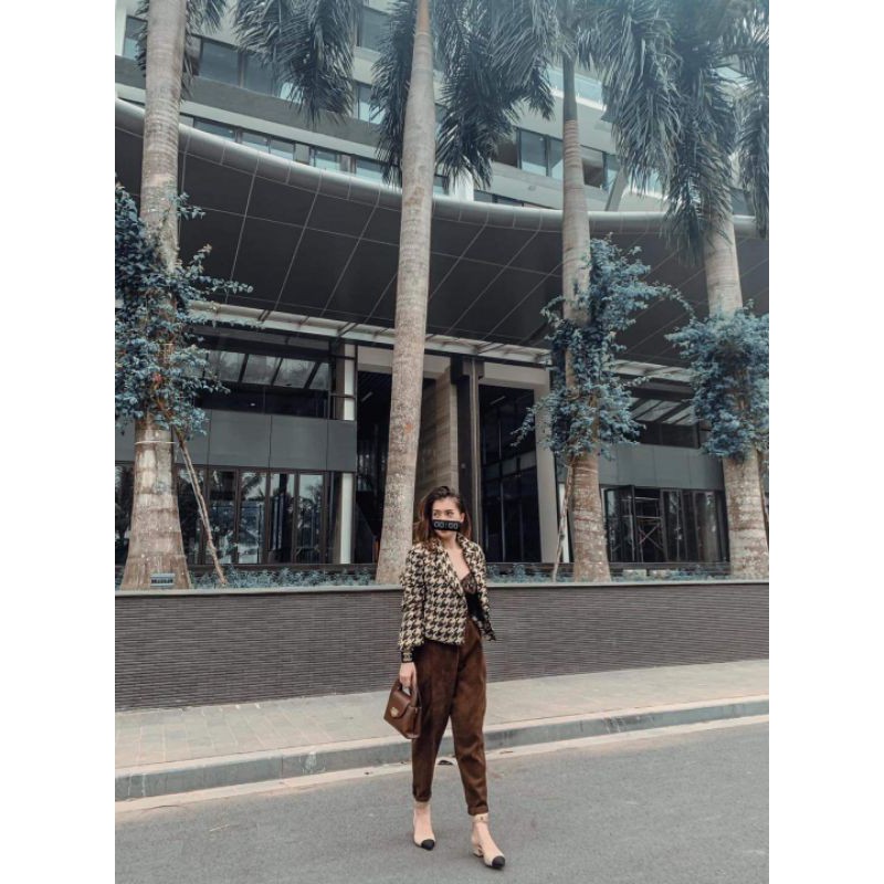 Quần baggy nhung kèm đai xích hàng QCL1