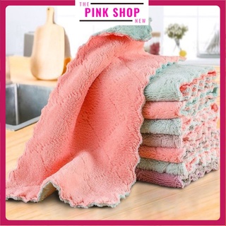 Khăn lau đa năng 🎁freeship🎁 khăn lau bếp, lau tay, lau bàn, bát đĩa, cốc chén siêu thấm nước hai mặt loại to 15x26cm