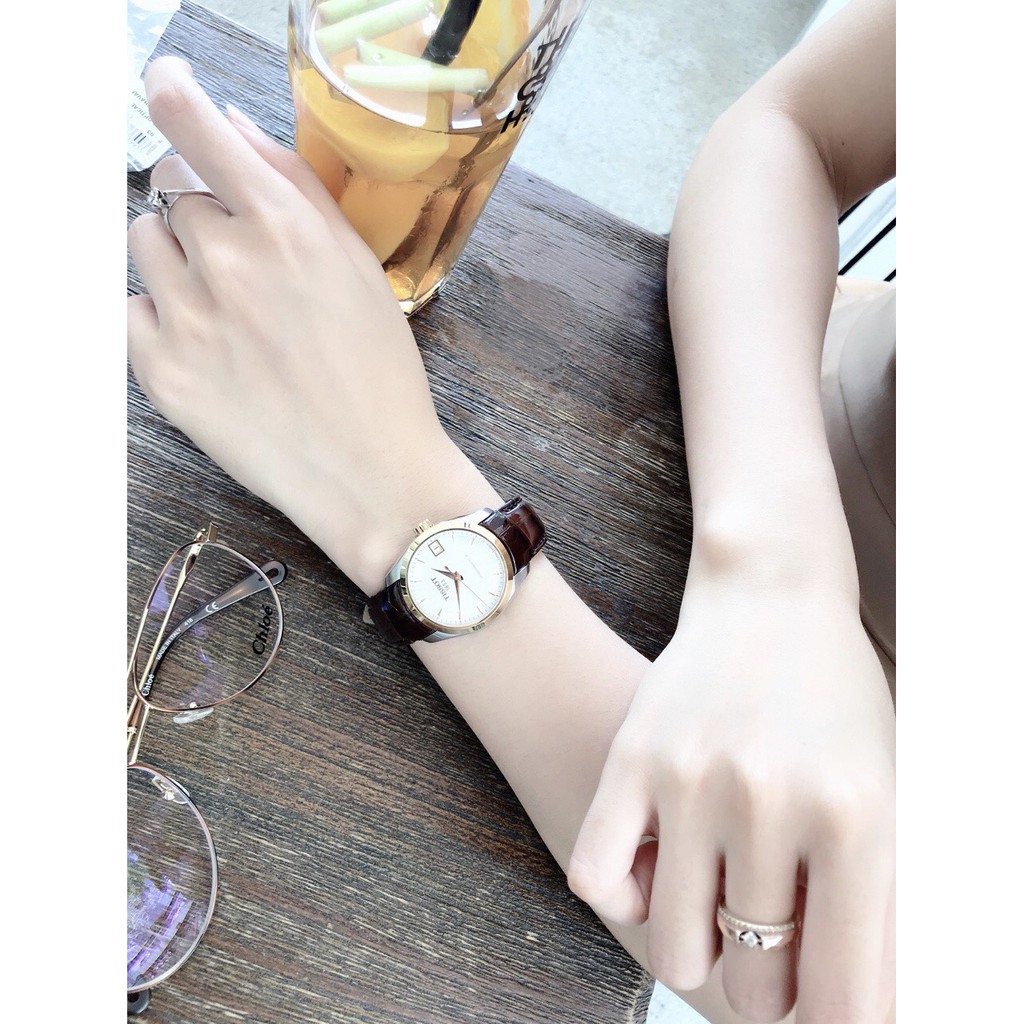 Đồng hồ Nữ chính hãng Tissot 1853 Powermatic T035.207.26.031.00 Size 32,Viền vàng,Mặt trắng,Lịch-Máy cơ-Dây da cao cấp