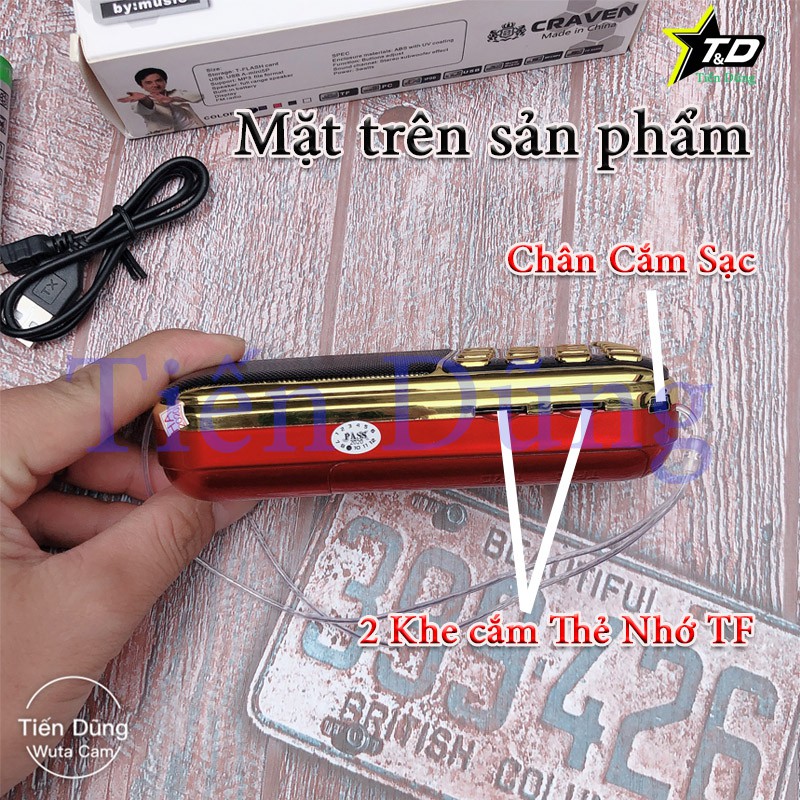 Loa Đài Nghe Craven RC 853 Kiêm Thẻ Nhớ, USB, FM Tặng Kèm 3 Pin Dung Lượng Cao Nhỏ Gọn Âm Thanh Chất Lượng Giá Hợp Lý