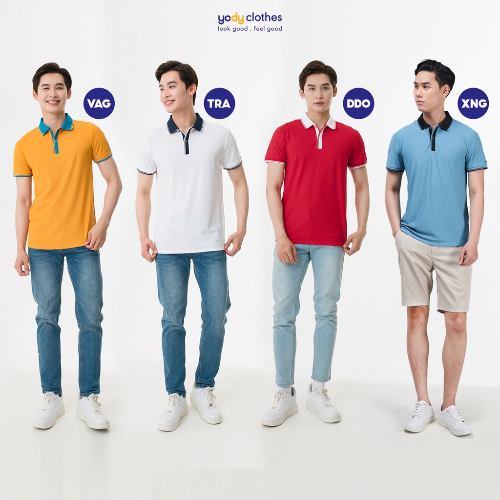 Áo thun polo nam YODY vải Airycool  thấm hút tốt, không nhắn nhiều màu, size lớn APM5243