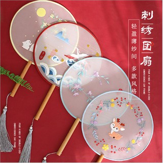 Thêu Handmade/Quạt thêu kiểu cổ trang phiên bản mới DIY