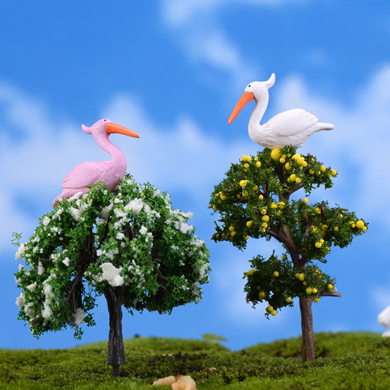 Set 2 mô hình chim hồng hạc trang trí sân vườn xinh xắn