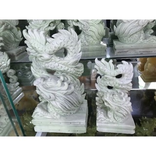 Cặp rồng đứng phong thuỷ đá canxit