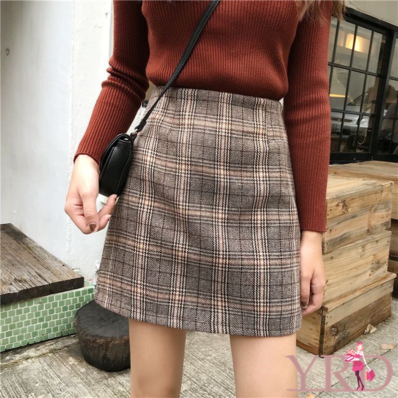 Chân váy lưng cao họa tiết ca rô thời trang cho nữ | BigBuy360 - bigbuy360.vn