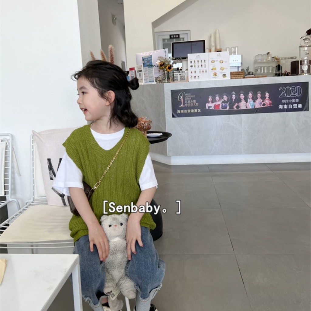 Áo Len Không Tay Giả Nhiều Lớp Thời Trang Cá Tính Cho Bé Gái