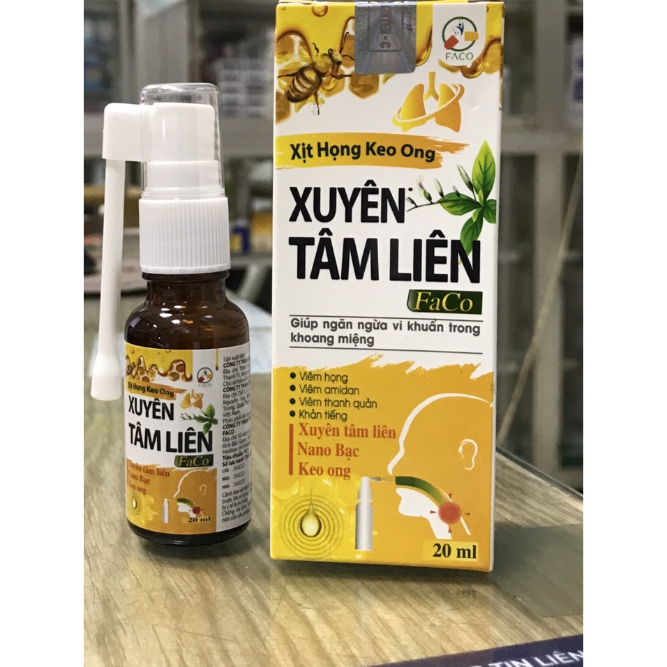Xịt Họng Keo Ong Xuyên Tâm Liên Nano Bạc - Bảo về đường hô hấp