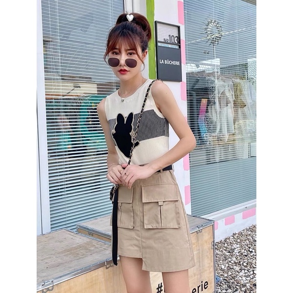 Chân váy kaki nâu