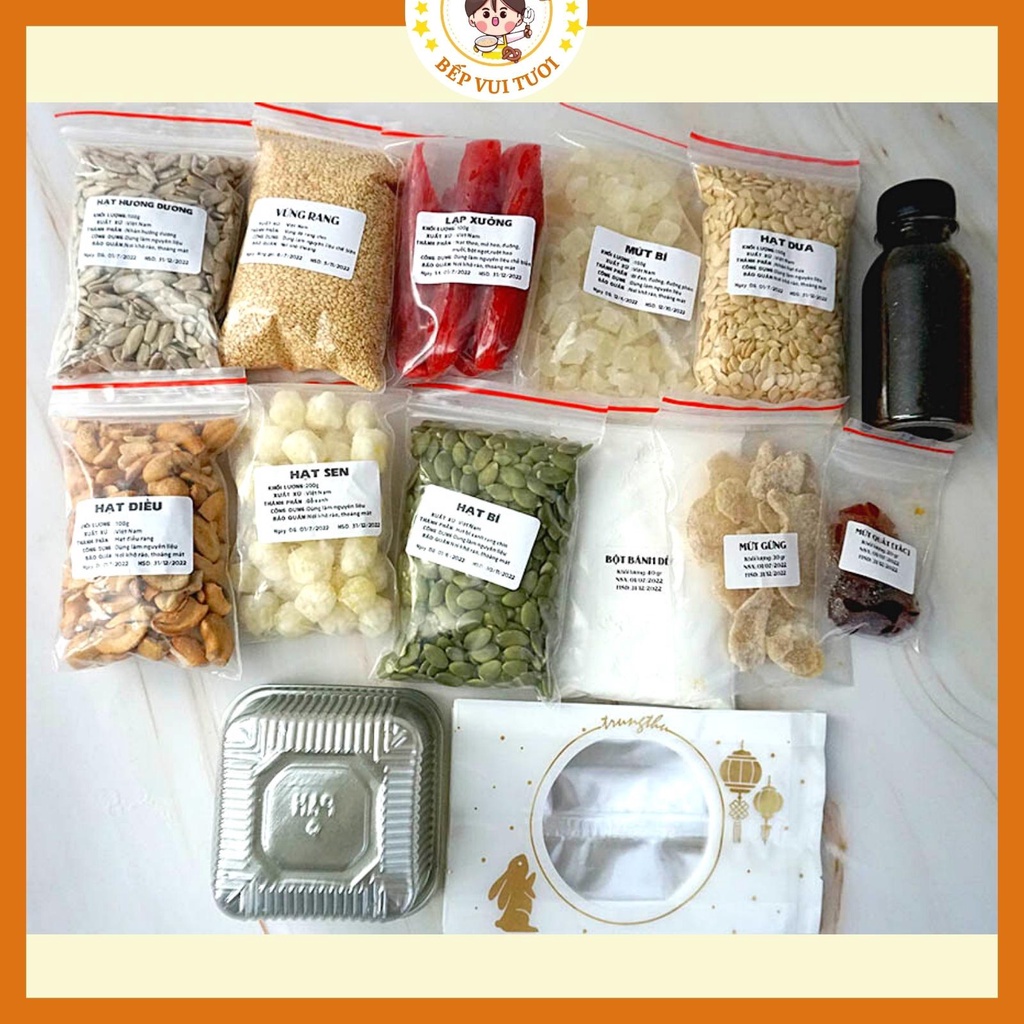 Nguyên liệu làm bánh trung thu nhân thập cẩm đầy đủ 10chiếc (có hướng dẫn) loại 150g
